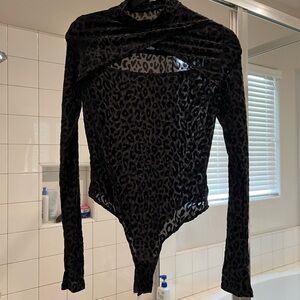 Nasty Gal Black Leopard Print Bodysuit